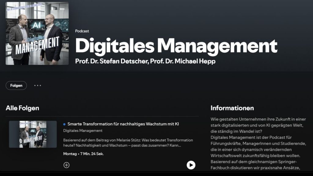 Podcast zum Springer-Fachbuch Smarte Transformation für nachhaltiges Wachstum mit KI