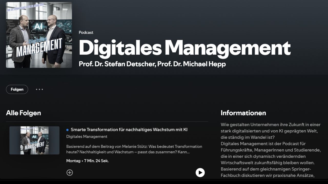 Podcast zum Springer-Fachbuch Smarte Transformation für nachhaltiges Wachstum mit KI